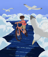 Child With a Bike in the Sky